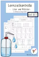 Vorschau - Arbeitsblätter - Lernzielkontrolle/ Probe Hohlmaße - Volumen, Liter & Milliliter + LÖSUNG - Deckblatt