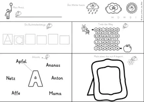 Vorschau - Arbeitsblätter - Buchstabeneinführung Deutsch Klasse 1 – Arbeitsblätter – Buchstaben lernen, nachspuren & schreiben – von einzelnen Buchstaben bis zu ganzen Wörtern – Schreibübungen - A, M, O, I, L, S und E. - Seite 3