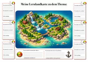 Vorschau - Anderer Materialtyp - 10 Lernlandkarten 3D bunt – vorstrukturiert | Lernweg visualisieren & selbstständig lernen (Klasse 5–7) - Seite 1
