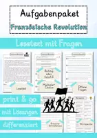 Vorschau - Arbeitsblätter - Französische Revolution Lesetext einfach verständlich mit Aufgaben + Lösungen und Wortspeicher Leseverstehen - Deckblatt