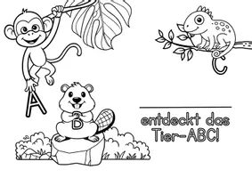 Vorschau - Mal- und Bastelvorlagen - Tier-ABC Ausmalheft: Ausmalseiten mit Schreibübungen - Seite 1