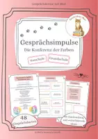 Vorschau - Stationenlernen - Gesprächsimpulse Gesprächskarten Konferenz der Farben - Deckblatt