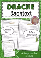 Vorschau - Arbeitsblätter - Sachtext Drache - Deckblatt