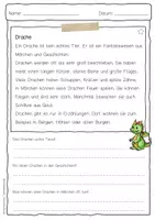 Vorschau - Arbeitsblätter - Sachtext Drache - Seite 1