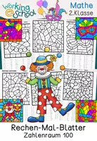 Vorschau - Arbeitsblätter - Rechenmalblätter | Karneval | Fasching | Zahlenraum 100 | Mathe Klasse 2 - Deckblatt