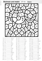 Vorschau - Arbeitsblätter - Rechenmalblätter | Karneval | Fasching | Zahlenraum 100 | Mathe Klasse 2 - Seite 1