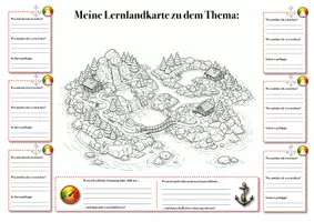 Vorschau - Anderer Materialtyp - 10 Lernlandkarten schwarz-weiß – vorstrukturiert | Lernweg visualisieren & selbstständig lernen (Klasse 5–7) - Seite 1