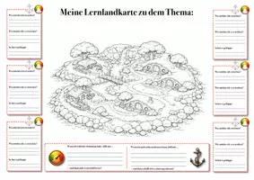 Vorschau - Anderer Materialtyp - 10 Lernlandkarten schwarz-weiß – vorstrukturiert | Lernweg visualisieren & selbstständig lernen (Klasse 5–7) - Seite 2
