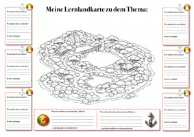 Vorschau - Anderer Materialtyp - 10 Lernlandkarten schwarz-weiß – vorstrukturiert | Lernweg visualisieren & selbstständig lernen (Klasse 5–7) - Seite 3