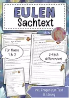 Vorschau - Arbeitsblätter - Sachtext Eule - Deckblatt