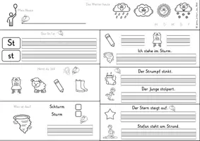 Vorschau - Arbeitsblätter - Buchstabeneinführung Deutsch Klasse 1 – Arbeitsblätter – Buchstaben lernen, nachspuren & schreiben – von einzelnen Buchstaben bis zu ganzen Wörtern – Schreibübungen - Ch, Sch, St, Sp, Ei, Eu, Au, Ä, Ö, Ü - Seite 3