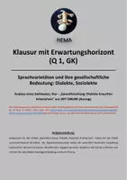Vorschau - Unterrichtsreihen - Sprachvarietäten + ihre gesellschaftliche Bedeutung: Dialekte - Klausur - Deckblatt