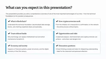 Vorschau - Stundenentwürfe - Blockchain & Cryptocurrency – Fundamentals, Bitcoin & Digital Transactions | Upper Secondary Presentation - Seite 1