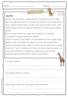 Vorschau - Arbeitsblätter - Sachtext Giraffe - Seite 3