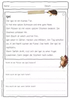 Vorschau - Arbeitsblätter - Sachtext Igel - Seite 1
