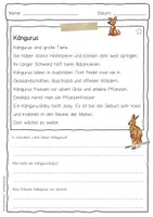 Vorschau - Arbeitsblätter - Sachtext Känguru - Seite 1