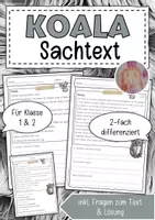 Vorschau - Arbeitsblätter - Sachtext Koala - Deckblatt