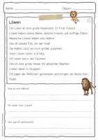 Vorschau - Arbeitsblätter - Sachtext Löwe - Seite 1