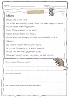 Vorschau - Arbeitsblätter - Sachtext Maus - Seite 1