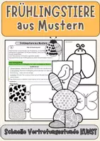 Vorschau - Arbeitsblätter - Vertretungsstunde Kunst: Frühlingstiere aus Mustern | Musterkunst Klasse 5–7 - Deckblatt