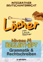 Vorschau - Arbeitsblätter - Löcher: Begleitheft Grammatik & Rechtschreiben auf Niveau M (integrativer Deutschunterricht auf drei Niveaus/Lektüre) - Deckblatt