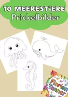 Vorschau - Mal- und Bastelvorlagen - Prickelbilder Unterwasserwelt: 10 süße Meerestiere Motive - Deckblatt