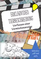 Vorschau - Präsentationen/Tafelbilder - Tierbeschreibung- Erklärvideo zur Vermisstenanzeige - Deckblatt