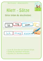 Vorschau - Arbeitsblätter - Klett-Sätze (einfache Sätze zusammenstellen & abschreiben) - Deckblatt