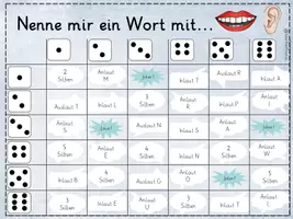 Vorschau - Spiele - Würfelspiel An-, In- & Auslaute + Silben - Seite 1