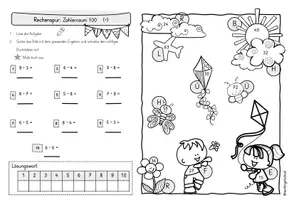 Vorschau - Arbeitsblätter - Rechenspuren Frühling Klasse 2 | Zahlenraum 100 | Mathe Arbeitsblätter - Seite 3