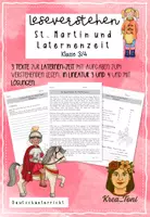 Vorschau - Arbeitsblätter - Lesen üben: Leseverstehen & Leseverständnis St. Martin und Laternenzeit – 3 Texte mit Aufgaben & Lösungen (Klasse 3–4, Sankt Martin) - Deckblatt
