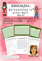 Vorschau - Stationenlernen - Lesen üben: Lesekartei Weihnachten in aller Welt – 14 Länder, Sachtexte & Arbeitsblätter mit Lösungen (Deutsch Klasse 3, 4) - Deckblatt
