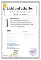 Vorschau - Arbeitsblätter - Licht und Schatten: Lichtquellen - natürliches und künstliches Licht (Tafelmaterial und Arbeitsblatt) - Seite 1