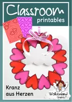 Vorschau - Mal- und Bastelvorlagen - Kranz aus Herzen basteln Muttertag Valentinstag Vatertag - Deckblatt