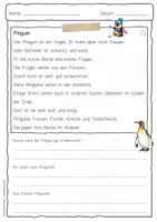 Vorschau - Arbeitsblätter - Sachtext Pinguin - Seite 1