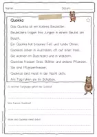 Vorschau - Arbeitsblätter - Sachtext Quokka - Seite 1