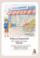 Vorschau - Stundenentwürfe - DaZ: Einkaufen im Supermarkt - Bildkarten und Rollenspiel - Deckblatt