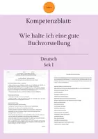 Vorschau - Arbeitsblätter - Kompetenzblatt - Wie halte ich eine gute Buchvorstellung - Deckblatt