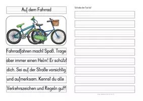 Vorschau - Anderer Materialtyp - Fahrrad Differenzierte Tafel-, Ansage und Abschreibtexte - Seite 1
