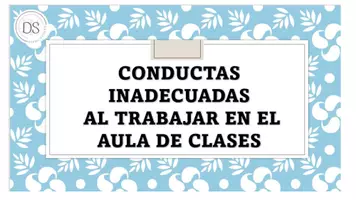 Vista previa - Unidades / Secuencias / Situaciones de Aprendizaje - CONDUCTAS INADECUADAS AL TRABAJAR MIS HOJAS DE TRABAJO - Portada