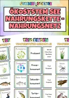 Vorschau - Mal- und Bastelvorlagen - Nahrungskette & Nahrungsnetz See – Ökosystem Biologie Unterrichtsmaterial - Deckblatt