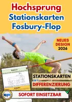 Vorschau - Arbeitsblätter - Hochsprung Fosbury Flop: Stationskarten mit Differenzierung für den Sportunterricht - Deckblatt