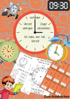 Vorschau - Arbeitsblätter - Spiele und Aktivitäten zum Uhrzeit-Lernen für Kinder - Deckblatt
