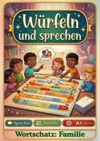 Vorschau - Spiele - Deutsch Spiel A1 Familie | Würfeln & Sprechen DaF/DaZ Brettspiel - Deckblatt