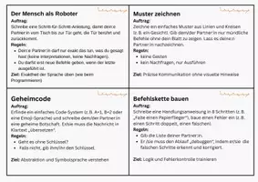 Vorschau - Aufgabenkarten - Programmieren ohne Computer, einfache Partneraufgaben - Seite 2