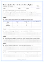 Vorschau - Stundenentwürfe - Sachaufgaben Klasse 2 – Gemischte Aufgaben (Addition, Subtraktion & Multiplikation) | Differenziert | mit Lösungen | Arbeitsblätter Paket - Deckblatt