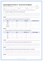 Vorschau - Stundenentwürfe - Sachaufgaben Klasse 2 – Gemischte Aufgaben (Addition, Subtraktion & Multiplikation) | Differenziert | mit Lösungen | Arbeitsblätter Paket - Seite 1