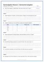 Vorschau - Stundenentwürfe - Sachaufgaben Klasse 2 – Gemischte Aufgaben (Addition, Subtraktion & Multiplikation) | Differenziert | mit Lösungen | Arbeitsblätter Paket - Seite 2
