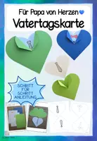Vorschau - Mal- und Bastelvorlagen - Vatertagskarte: Für Papa von Herzen I Karte zum Vatertag - Deckblatt