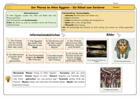 Vorschau - Arbeitsblätter - Pharao im Alten Ägypten – AB3 Sortierrätsel | Fördermaterial & DaZ Klasse 5/6 - Seite 1